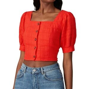 Love Whit Chic Red Button-Up Crop Top
